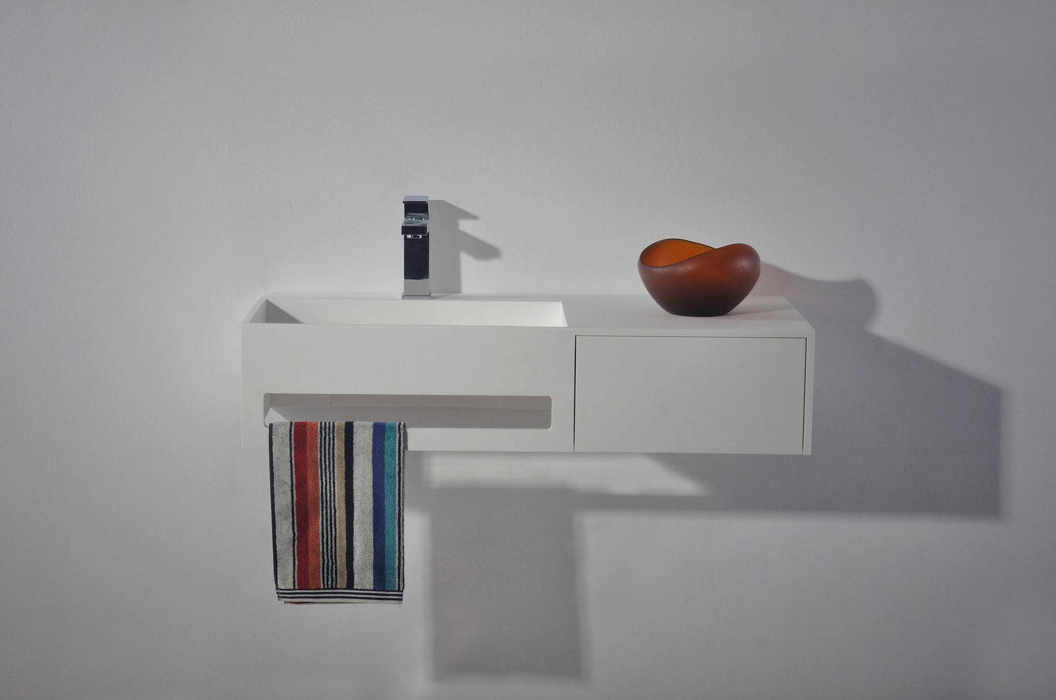 Juno 90L with Drawer-WALL MOUNT WASHBASINS-訂造一體無縫洗手盆,Tailor made Washbasins,waterbasin hk, 浴室物料,浴室裝修,訂造洗手盆,浴室翻新,Bathroomware ,Bespoke bathroom,浴室配件,訂造浴室潔具,訂造浴室傢俬,香港 浴室設計 公司,best custom bathroom furniture HK, Infinite Bath