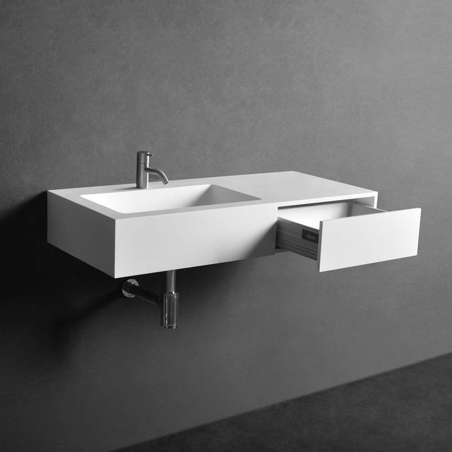 Vesta WM 90L w/Drawer-WALL MOUNT WASHBASINS-訂造一體無縫洗手盆,Tailor made Washbasins,waterbasin hk, 浴室物料,浴室裝修,訂造洗手盆,浴室翻新,Bathroomware ,Bespoke bathroom,浴室配件,訂造浴室潔具,訂造浴室傢俬,香港 浴室設計 公司,best custom bathroom furniture HK, Infinite Bath