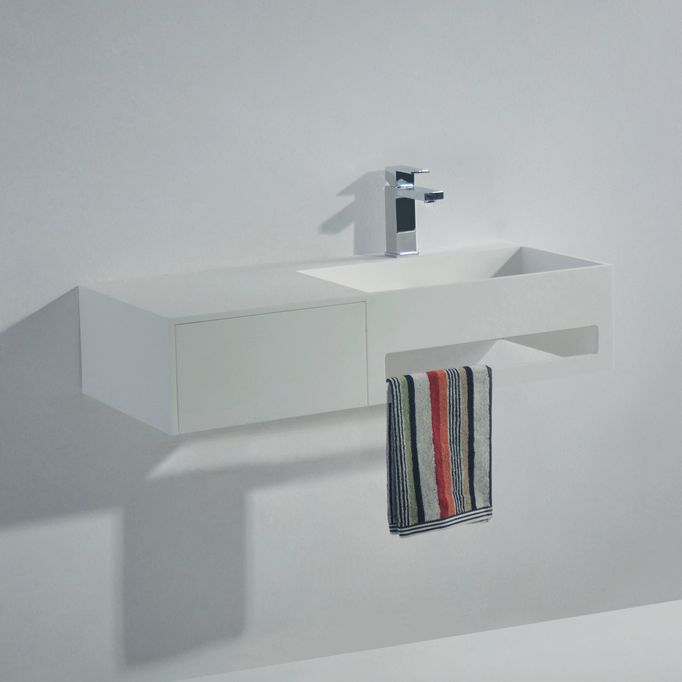 Pure WM 90R w/drawer-WALL MOUNT WASHBASINS-訂造一體無縫洗手盆,Tailor made Washbasins,waterbasin hk, 浴室物料,浴室裝修,訂造洗手盆,浴室翻新,Bathroomware ,Bespoke bathroom,浴室配件,訂造浴室潔具,訂造浴室傢俬,香港 浴室設計 公司,best custom bathroom furniture HK, Infinite Bath