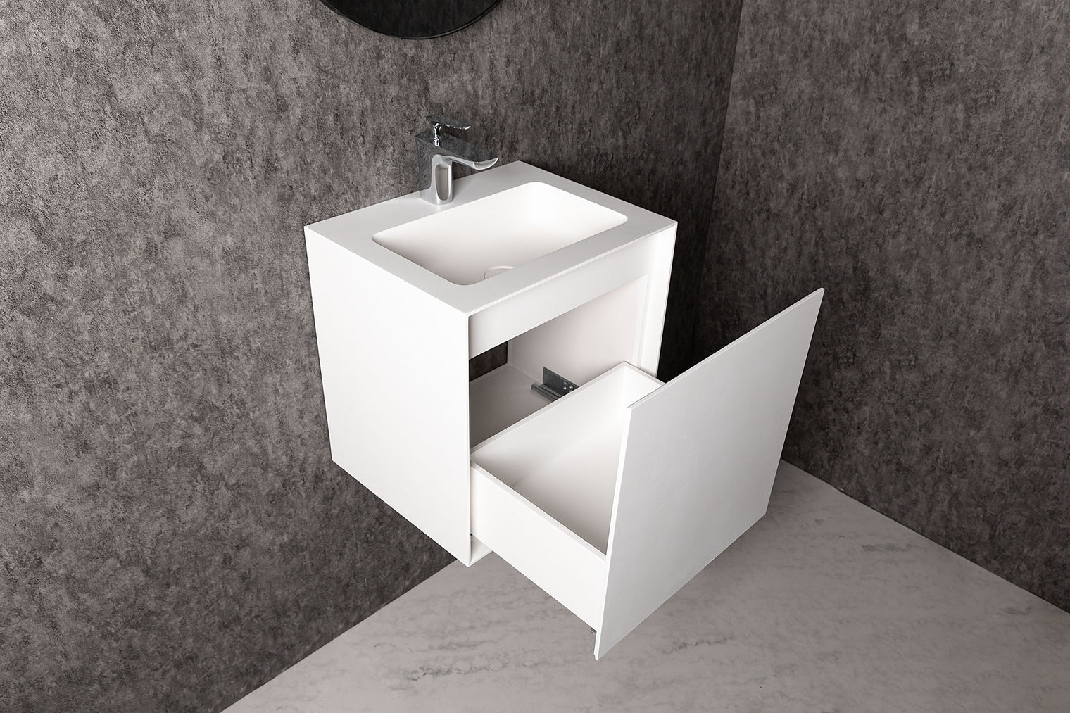 Vesta WM 50 w/Drawer-WALL MOUNT WASHBASINS-訂造一體無縫洗手盆,Tailor made Washbasins,waterbasin hk, 浴室物料,浴室裝修,訂造洗手盆,浴室翻新,Bathroomware ,Bespoke bathroom,浴室配件,訂造浴室潔具,訂造浴室傢俬,香港 浴室設計 公司,best custom bathroom furniture HK, Infinite Bath