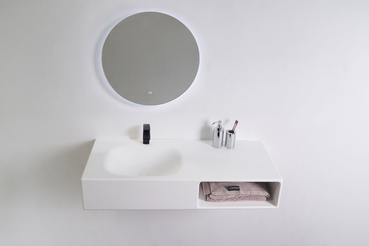 Spio WM 100L w/Shelf-WALL MOUNT WASHBASINS-訂造一體無縫洗手盆,Tailor made Washbasins,waterbasin hk, 浴室物料,浴室裝修,訂造洗手盆,浴室翻新,Bathroomware ,Bespoke bathroom,浴室配件,訂造浴室潔具,訂造浴室傢俬,香港 浴室設計 公司,best custom bathroom furniture HK, Infinite Bath