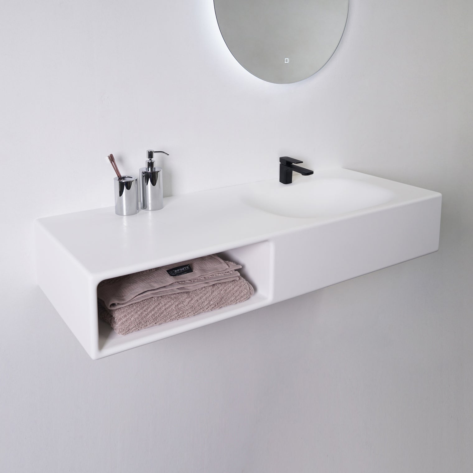 Spio WM 120R w/Shelf-WALL MOUNT WASHBASINS-訂造一體無縫洗手盆,Tailor made Washbasins,waterbasin hk, 浴室物料,浴室裝修,訂造洗手盆,浴室翻新,Bathroomware ,Bespoke bathroom,浴室配件,訂造浴室潔具,訂造浴室傢俬,香港 浴室設計 公司,best custom bathroom furniture HK, Infinite Bath