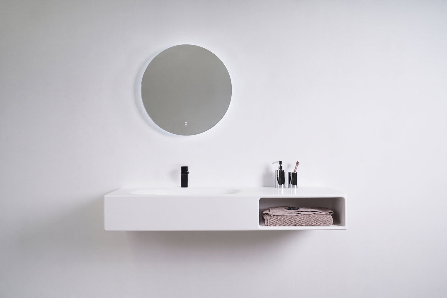 Spio WM 140L w/Shelf-WALL MOUNT WASHBASINS-訂造一體無縫洗手盆,Tailor made Washbasins,waterbasin hk, 浴室物料,浴室裝修,訂造洗手盆,浴室翻新,Bathroomware ,Bespoke bathroom,浴室配件,訂造浴室潔具,訂造浴室傢俬,香港 浴室設計 公司,best custom bathroom furniture HK, Infinite Bath