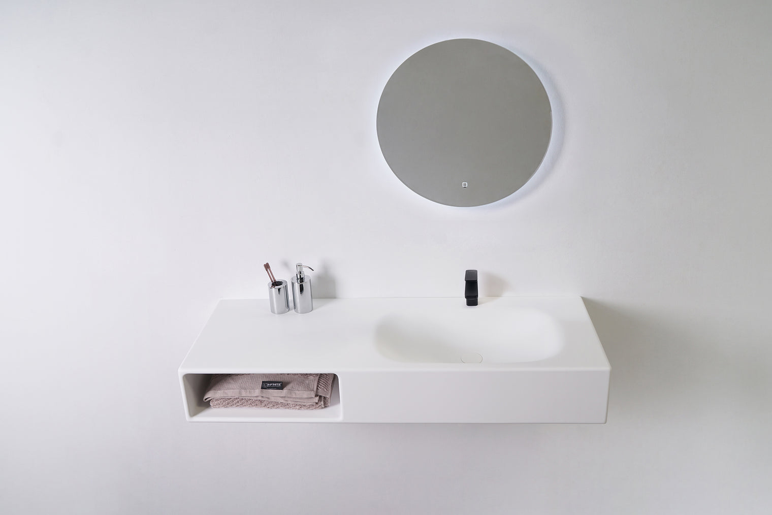 Spio WM 140R w/Shelf-WALL MOUNT WASHBASINS-訂造一體無縫洗手盆,Tailor made Washbasins,waterbasin hk, 浴室物料,浴室裝修,訂造洗手盆,浴室翻新,Bathroomware ,Bespoke bathroom,浴室配件,訂造浴室潔具,訂造浴室傢俬,香港 浴室設計 公司,best custom bathroom furniture HK, Infinite Bath