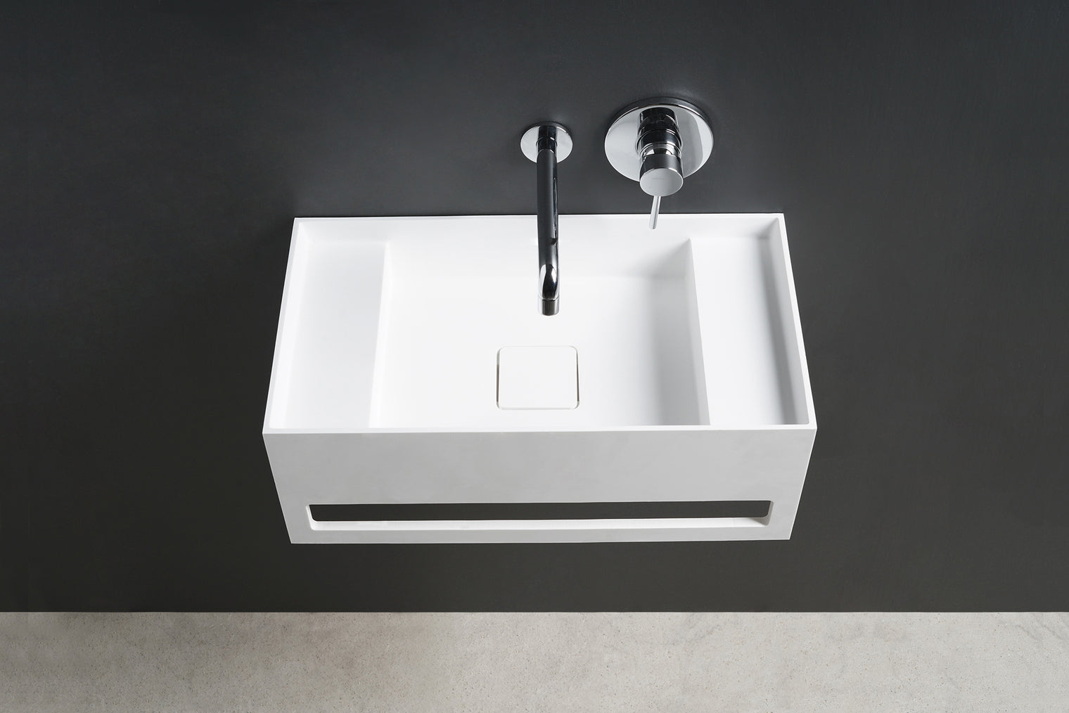 CUBE-X WM 50 w/Towel Bar & Deck-WALL MOUNT WASHBASINS-訂造一體無縫洗手盆,Tailor made Washbasins,waterbasin hk, 浴室物料,浴室裝修,訂造洗手盆,浴室翻新,Bathroomware ,Bespoke bathroom,浴室配件,訂造浴室潔具,訂造浴室傢俬,香港 浴室設計 公司,best custom bathroom furniture HK, Infinite Bath
