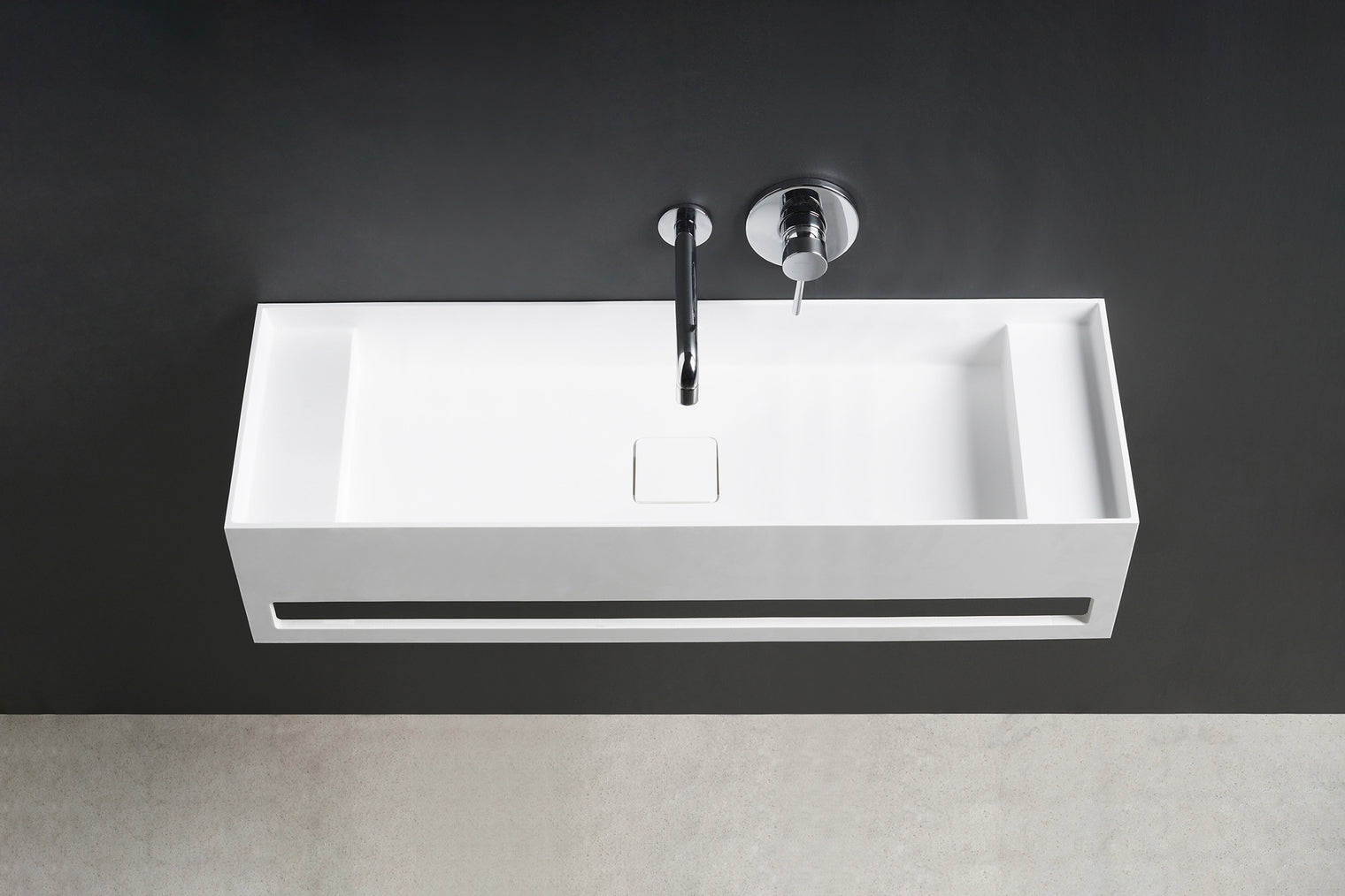 CUBE-X WM 90 w/Towel Bar & Deck-WALL MOUNT WASHBASINS-訂造一體無縫洗手盆,Tailor made Washbasins,waterbasin hk, 浴室物料,浴室裝修,訂造洗手盆,浴室翻新,Bathroomware ,Bespoke bathroom,浴室配件,訂造浴室潔具,訂造浴室傢俬,香港 浴室設計 公司,best custom bathroom furniture HK, Infinite Bath
