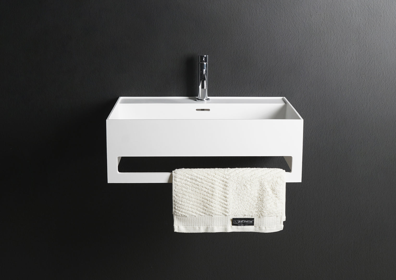 CUBE-X WM 40 w/Towel Bar-WALL MOUNT WASHBASINS-訂造一體無縫洗手盆,Tailor made Washbasins,waterbasin hk, 浴室物料,浴室裝修,訂造洗手盆,浴室翻新,Bathroomware ,Bespoke bathroom,浴室配件,訂造浴室潔具,訂造浴室傢俬,香港 浴室設計 公司,best custom bathroom furniture HK, Infinite Bath