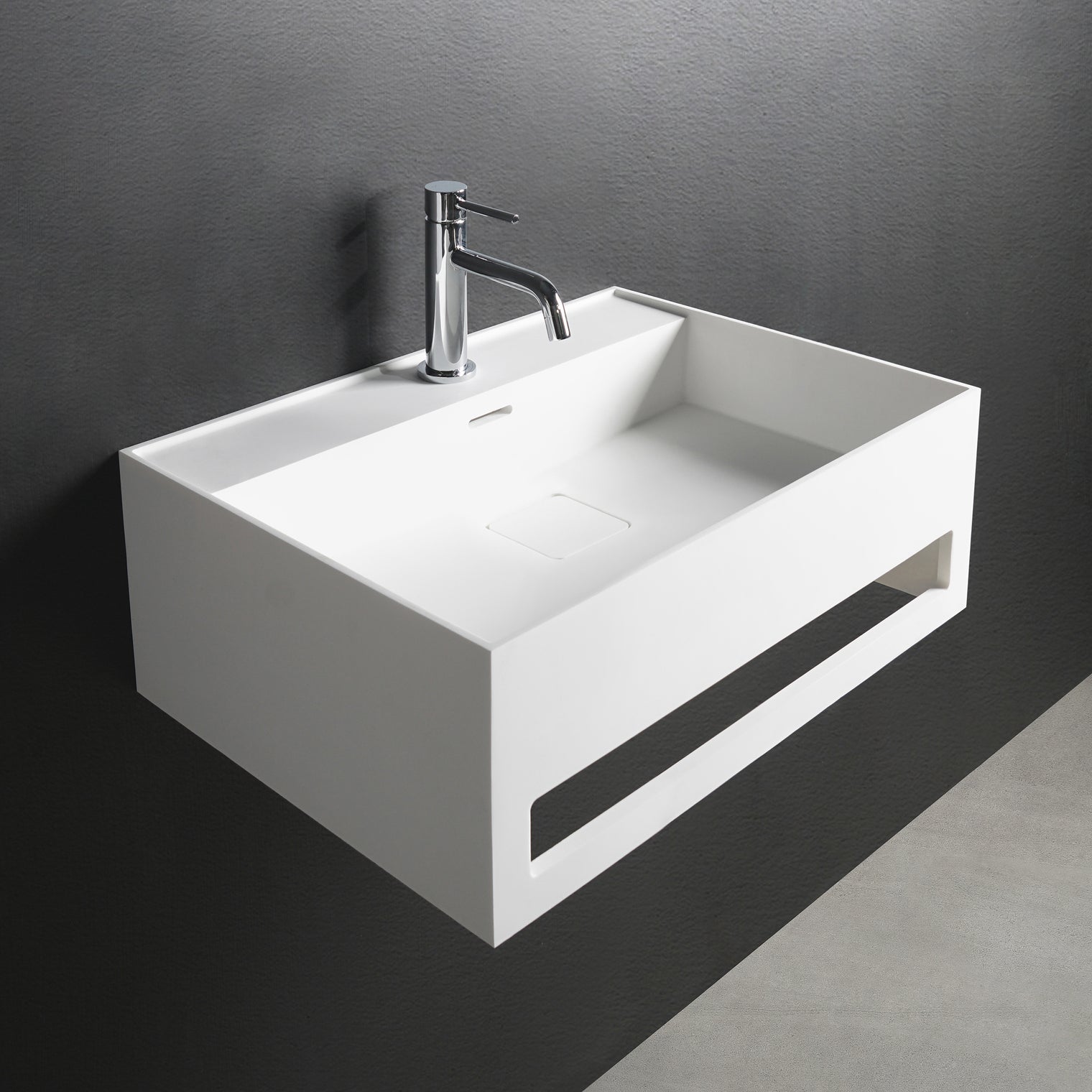 CUBE-X WM 50 w/Towel Bar-WALL MOUNT WASHBASINS-訂造一體無縫洗手盆,Tailor made Washbasins,waterbasin hk, 浴室物料,浴室裝修,訂造洗手盆,浴室翻新,Bathroomware ,Bespoke bathroom,浴室配件,訂造浴室潔具,訂造浴室傢俬,香港 浴室設計 公司,best custom bathroom furniture HK, Infinite Bath