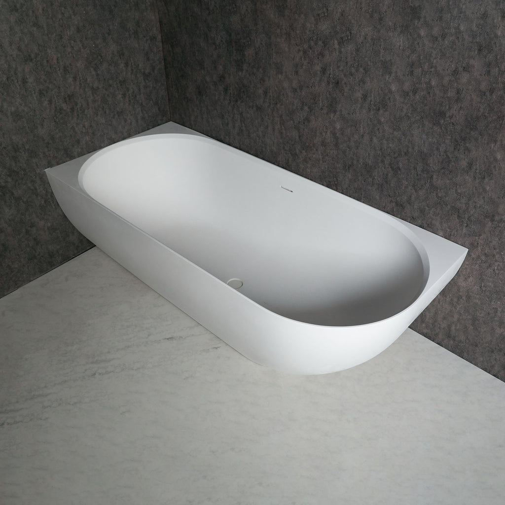 LECCO 180L Freestanding Designer Ellipse Solid Surfaces Corner Bathtub LECCO系列1米8橢圓型人造石設計師獨立角落式浴缸採用特別溢水設計