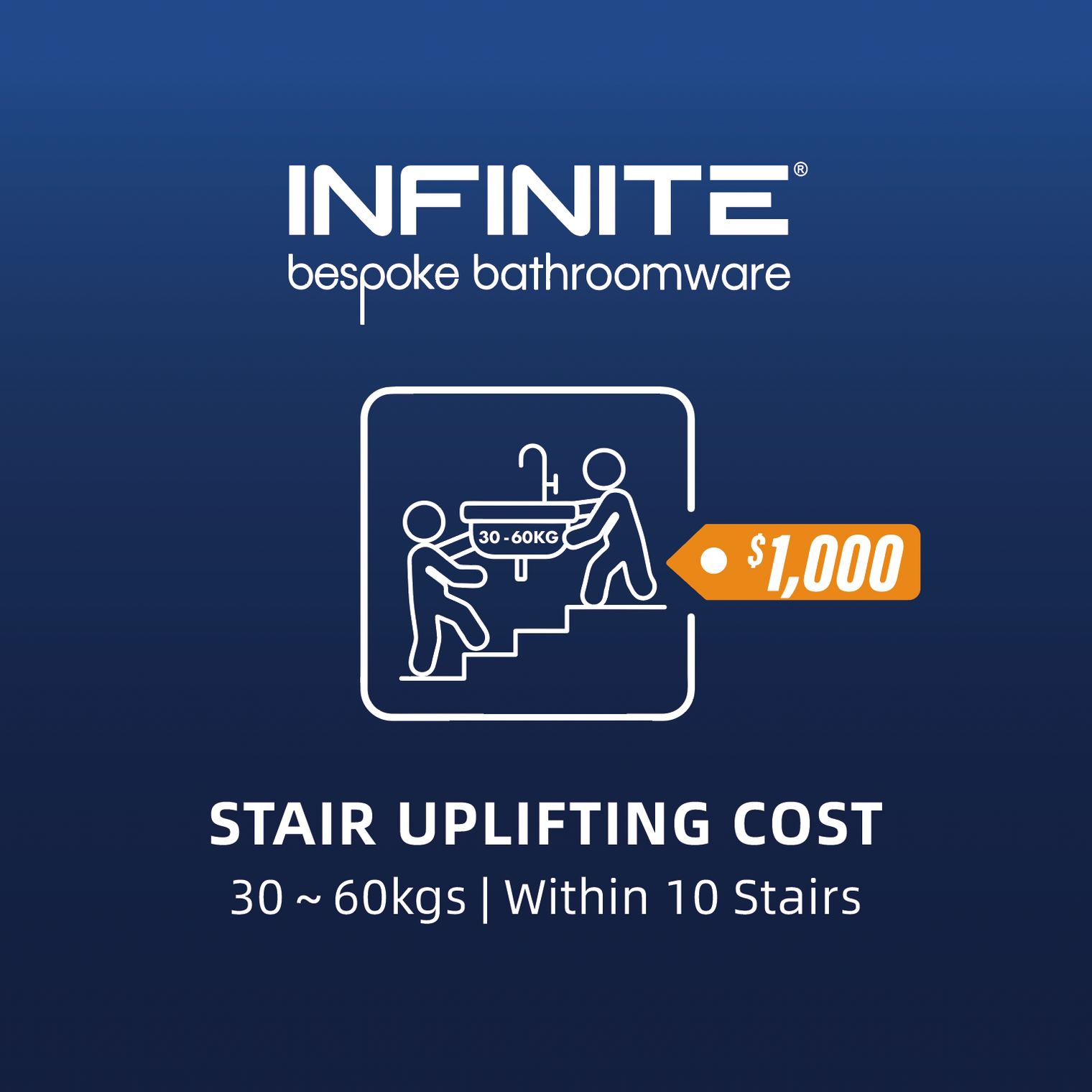 Stair Uplifting Cost (30~60kgs | Within 10 Stairs)