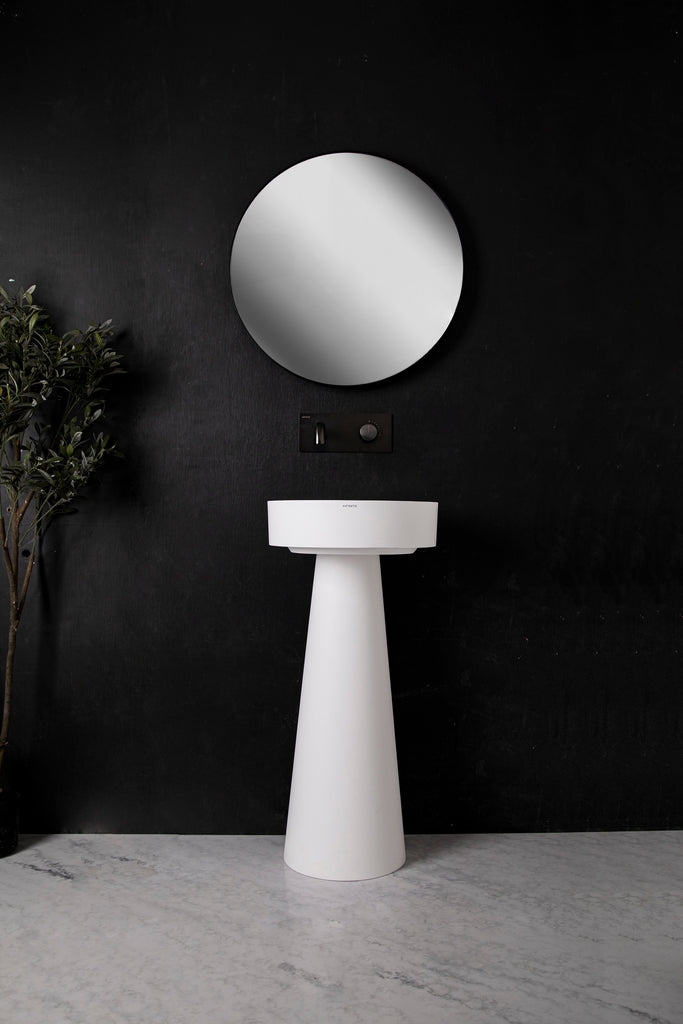 INFINITE | Float P D40 with Pedestal | Overcounter Washbasin | INFINITE Solid Surfaces