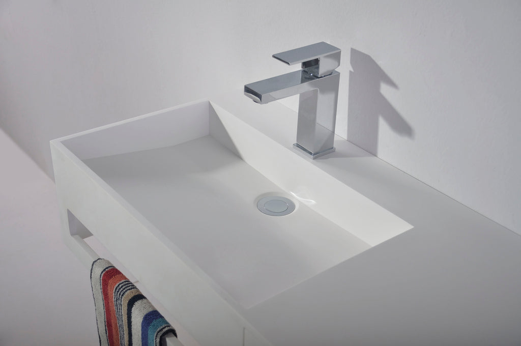 INFINITE | Pure WM 90L with Drawer | Wall Mount Washbasin | INFINITE Solid Surfaces