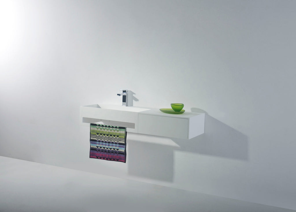 INFINITE | Pure WM 120L with Drawer | Wall Mount Washbasin | INFINITE Solid Surfaces