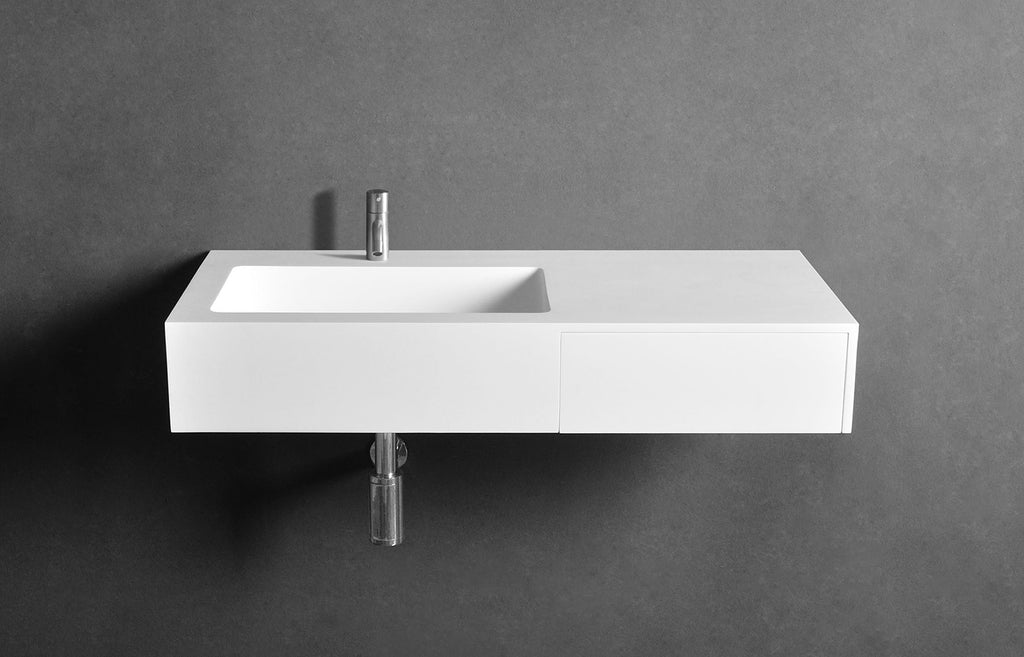INFINITE | Vesta WM 90L with Drawer | Wall Mount Washbasin | INFINITE Solid Surfaces
