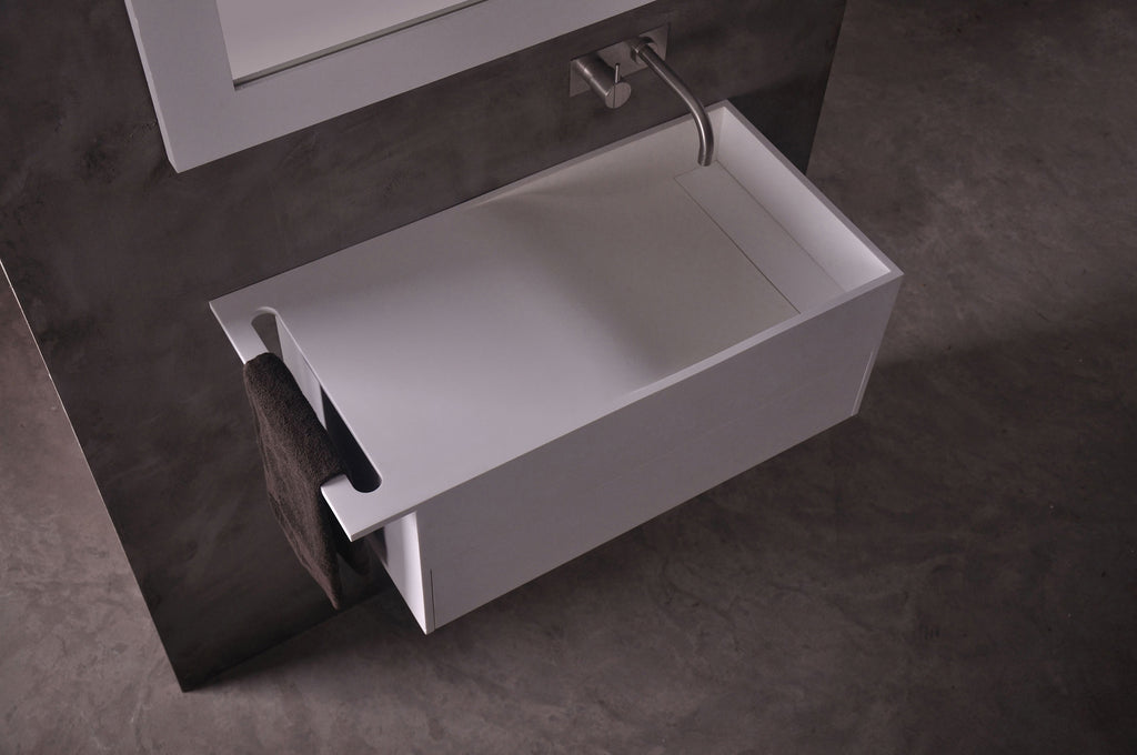 INFINITE | Christianssand WM 80R with Drawer | Wall Mount Washbasin | INFINITE Solid Surfaces