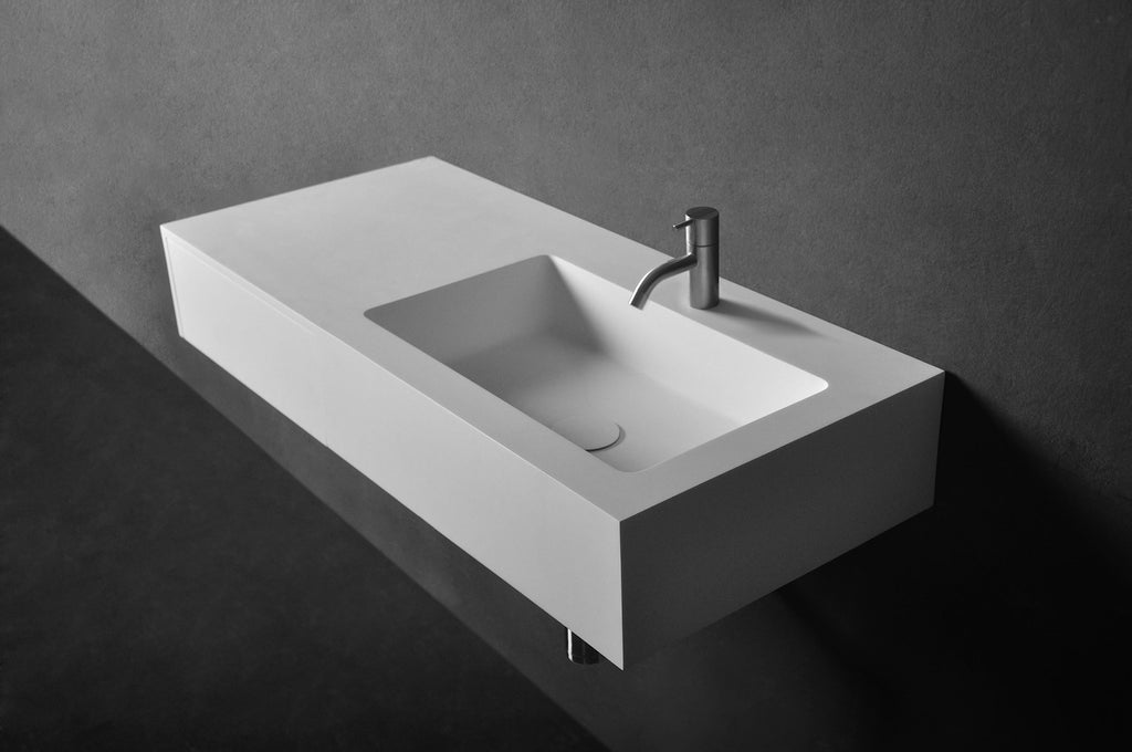 INFINITE | Vesta WM 90R with Drawer | Wall Mount Washbasin | INFINITE Solid Surfaces