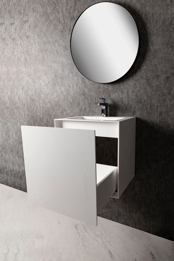 INFINITE | Vesta WM 50 with Drawer | Wall Mount Washbasin | INFINITE Solid Surfaces