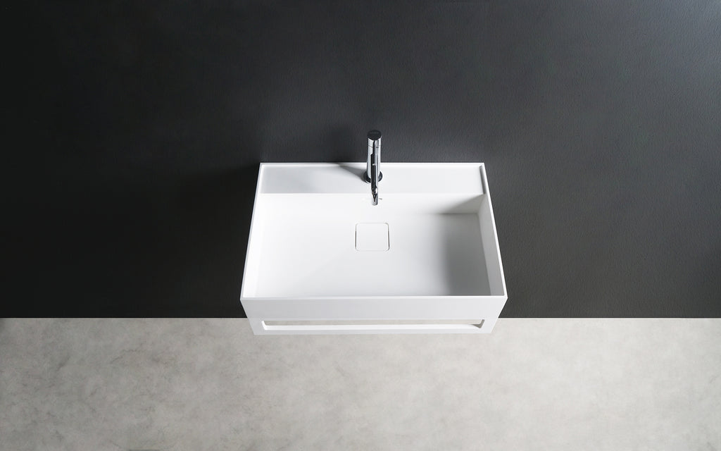 INFINITE | CUBE-X WM 60 with Towel Bar | Wall Mount Washbasin | INFINITE Solid Surfaces