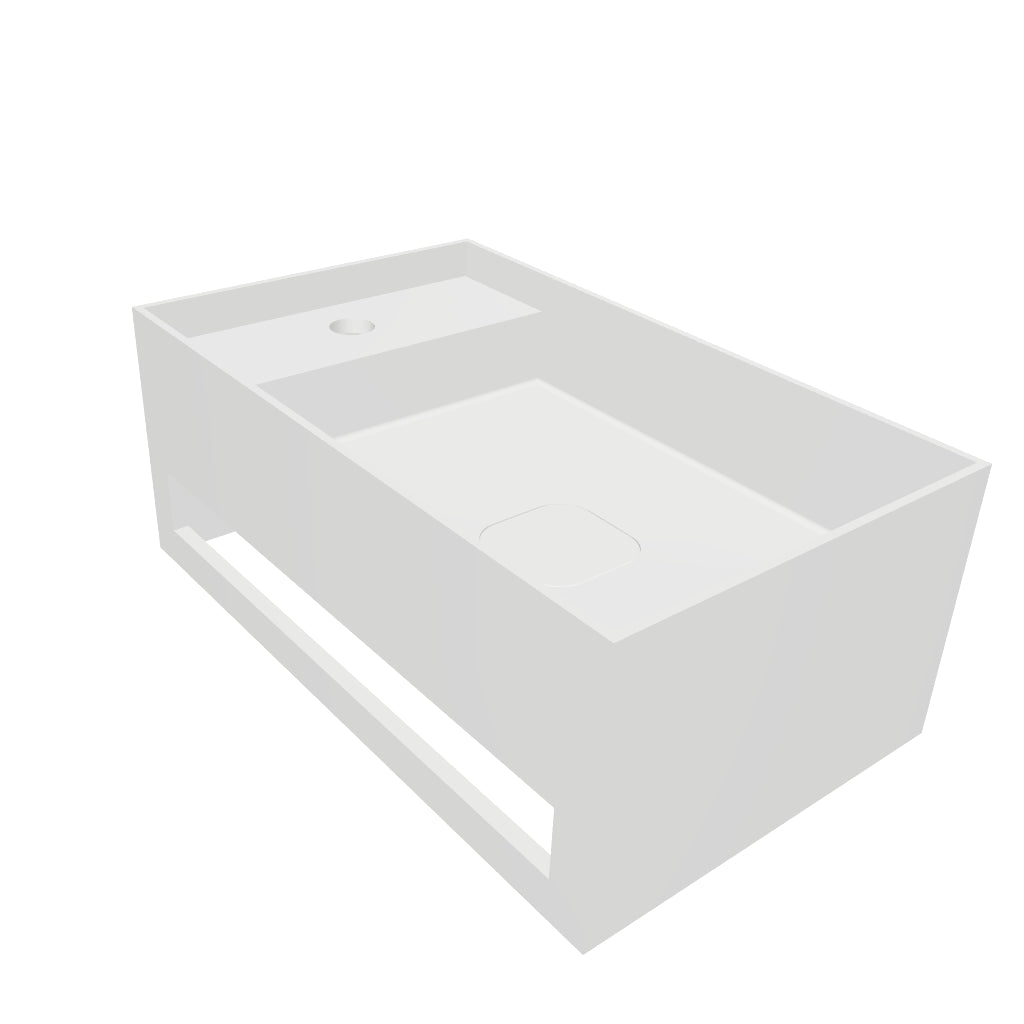 INFINITE | CUBE-X WM 50L with Towel Bar | Wall Mount Washbasin | INFINITE Solid Surfaces