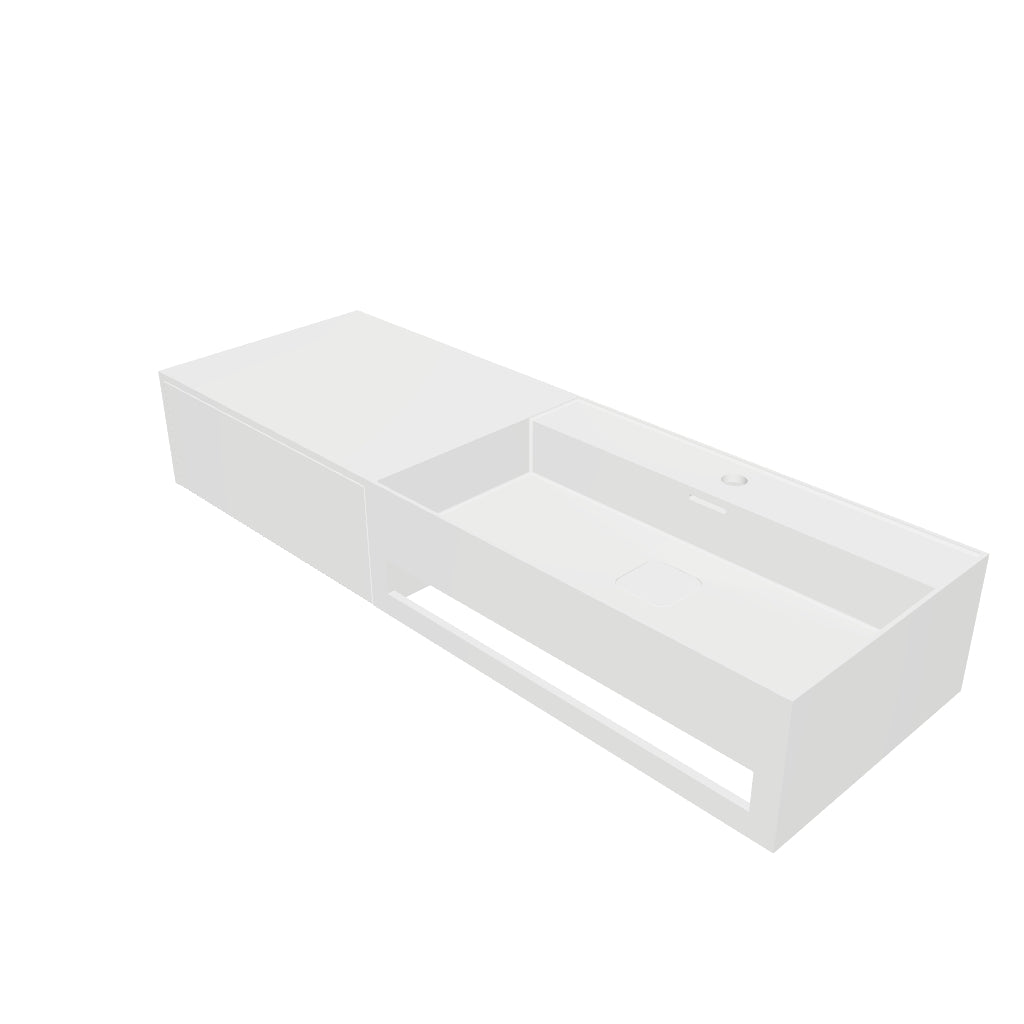 INFINITE | CUBE-X WM 120R with Drawer | Wall Mount Washbasin | INFINITE Solid Surfaces