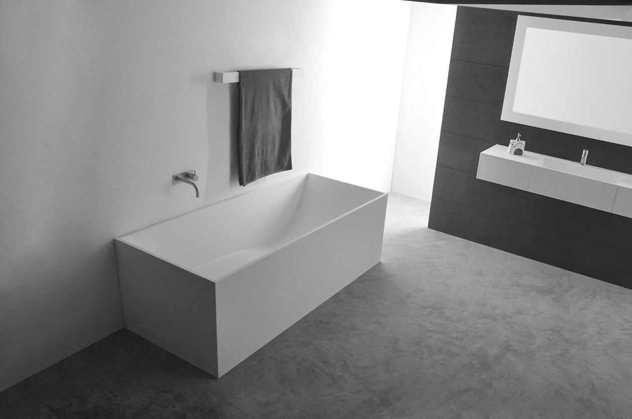 Lugano 170 Freestanding Designer Solid Surfaces Rectangle Bathtub Lugano系列1米7長方型人造石設計師獨立式大浴缸採用特別溢水設計