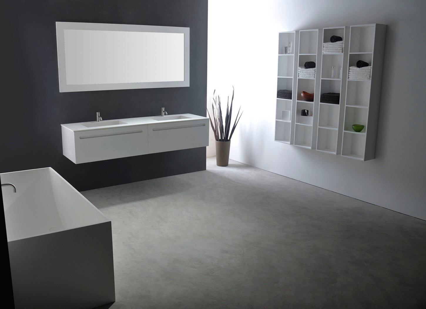 Lugano 170 Freestanding Solid Surfaces Rectangle Bathtub Lugano系列1米7長方型人造石獨立式大浴缸採用特別溢水設計