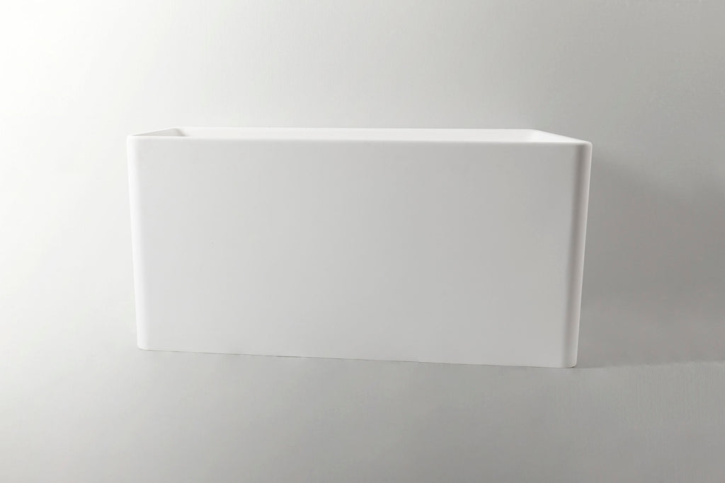 Venice 120L Freestanding Designer Rounded Rectangle Solid Surfaces Back-To-Wall Bathtub Venice系列1米2圓角長方型人造石設計師獨立靠牆式浴缸採用特別溢水設計