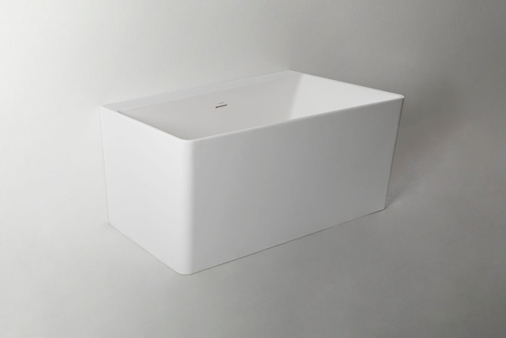 Venice 120L Freestanding Designer Rounded Rectangle Solid Surfaces Back-To-Wall Bathtub Venice系列1米2圓角長方型人造石設計師獨立靠牆式浴缸採用特別溢水設計